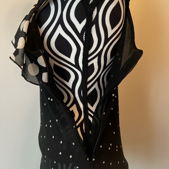 Vintage 90s Y2K Asymmetrical Tiered Polka Dot Baranda Top - Picture 11 of 15